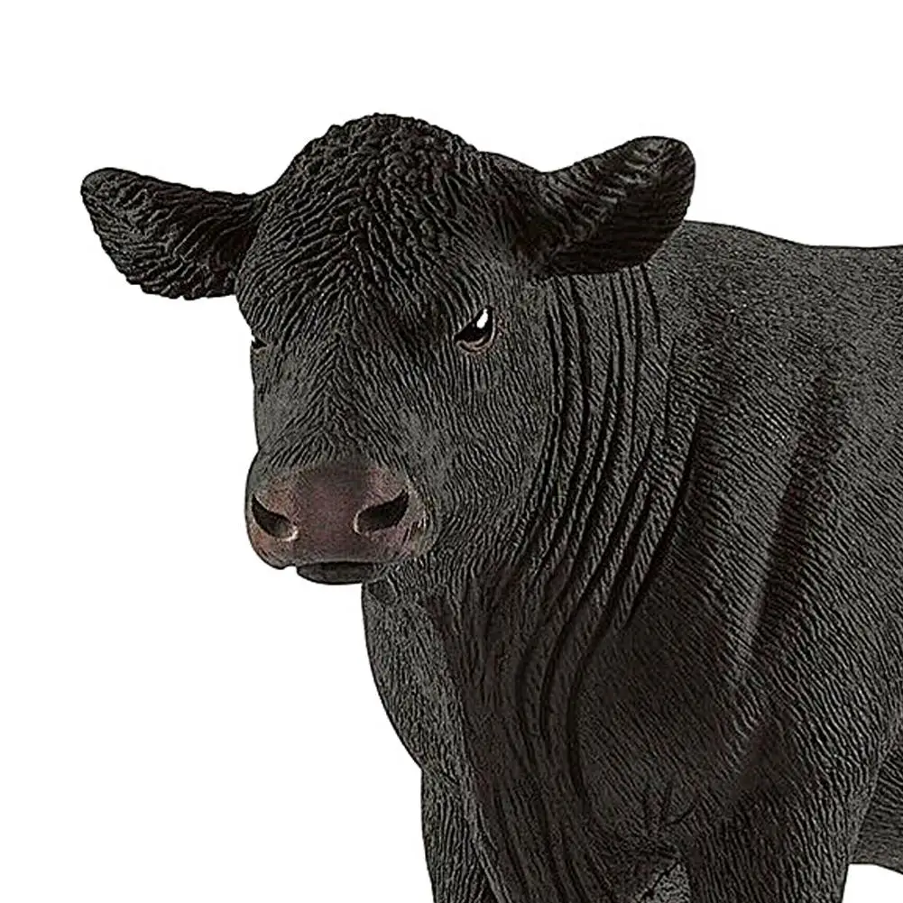 5.5inch Black Angus Bull Toy Figurine PVC Original Genuine Wild Zoo Farm African Animal Bison Model Toys Children Gift