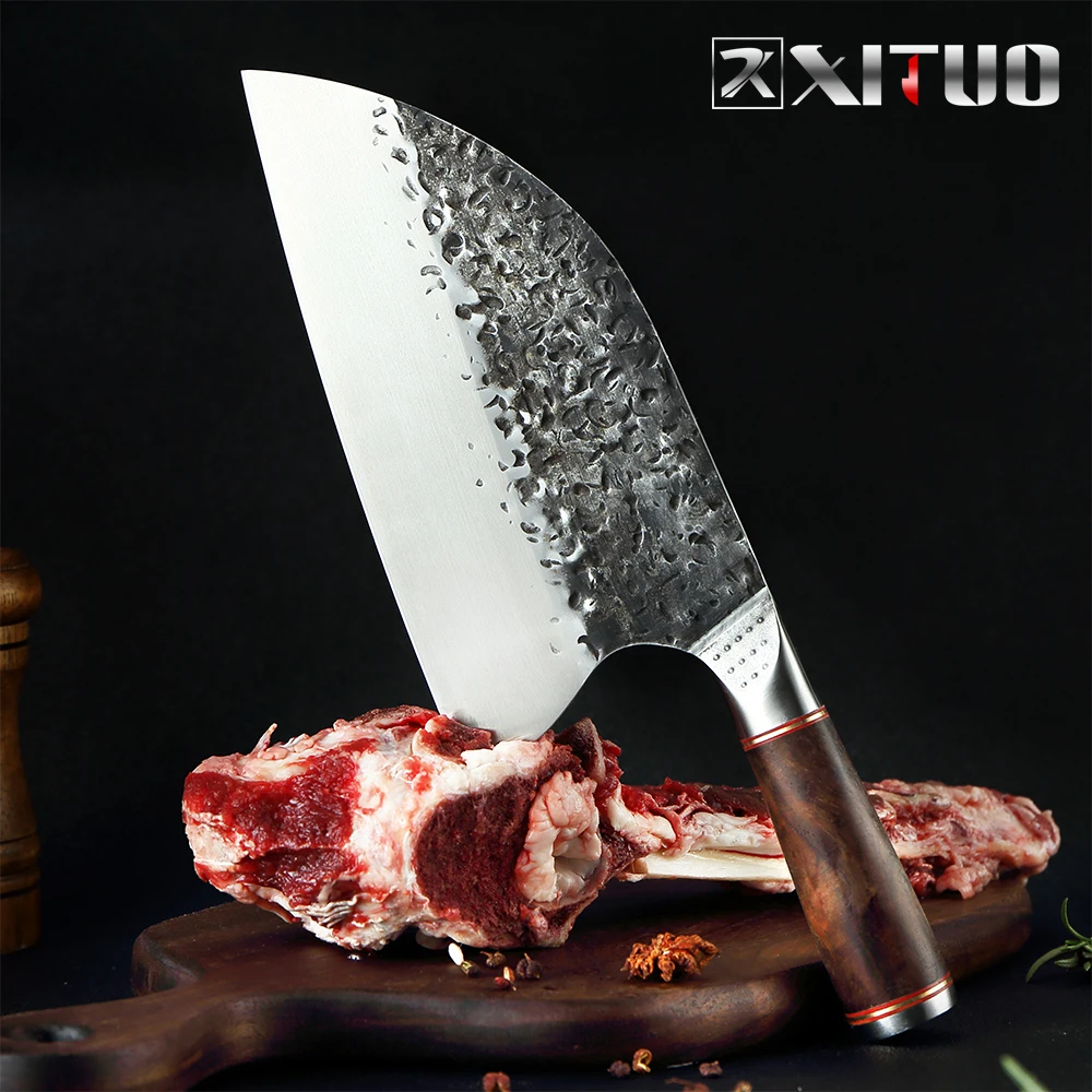 

XITUO Stainless Steel Chef Knife Handmade Forged Sharp Cleaver Wide blade Professional Butcher Knife Utility Vegetable Knives