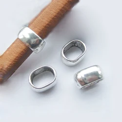 10pcs Antique Silver Color Licorice Leather Slider Beads For 10x6mmm Bracelet Jewelry Making Findings