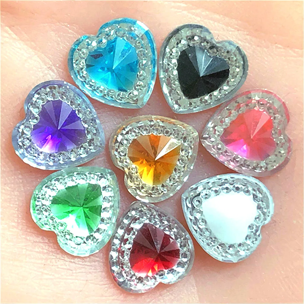 40pcs12mm Resin Heart/FlatBack Rhinestone Appliques Scrapbooking For