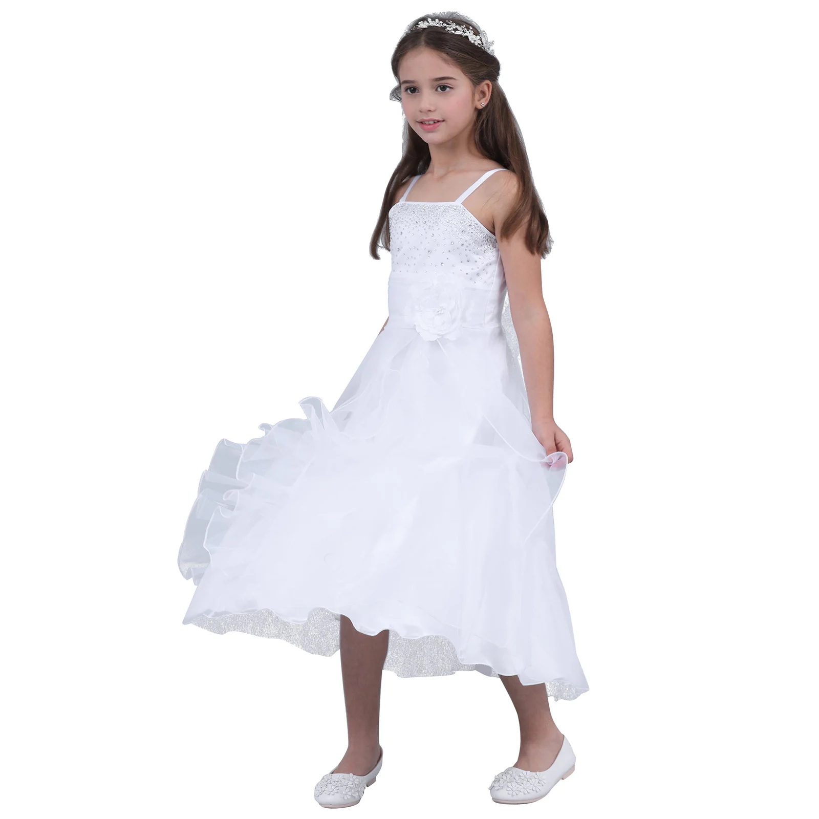 

2021 Kids Girls Party Dresses Sleeveless Organza Tutu Princess Bridesmaid Wedding Birthday Party Long Dress Casual Daily Wear