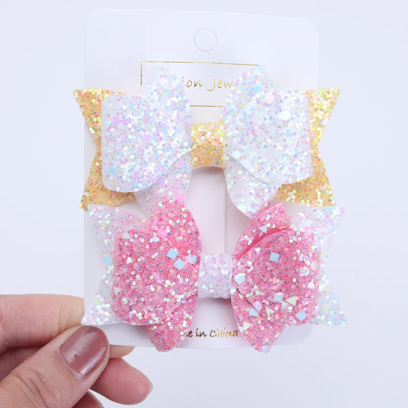 New Trendy Girls Hair Clips Rainbow Hairpins Glitter Hair Accessories Birthday Gift Hair Barrettes