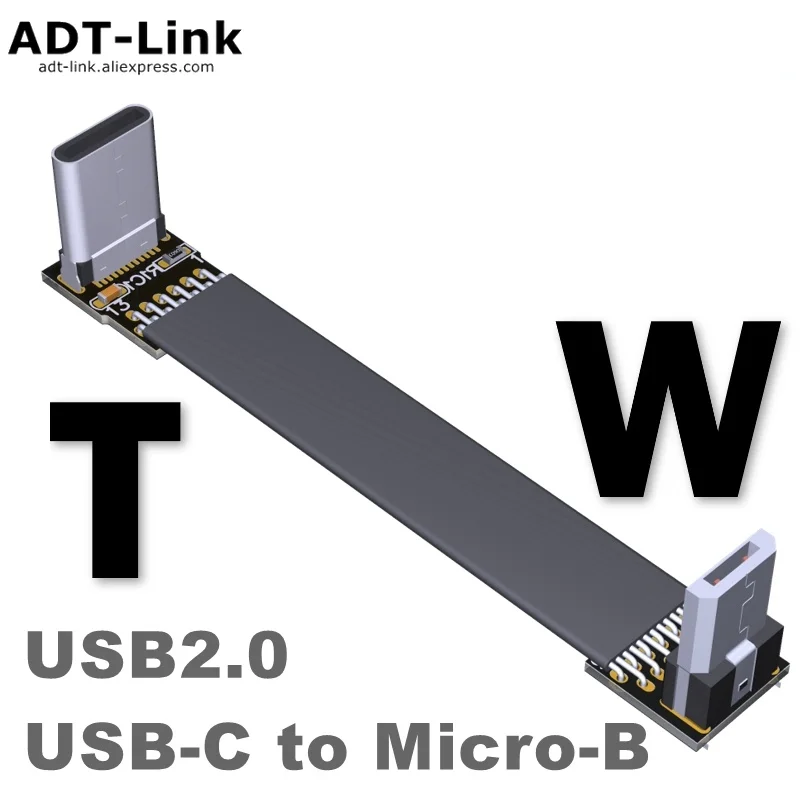 

Экранированный кабель ADT с USB 2,0 A папа на Micro USB 2,0 папа плоский кабель Type-C на Micro двойной угол