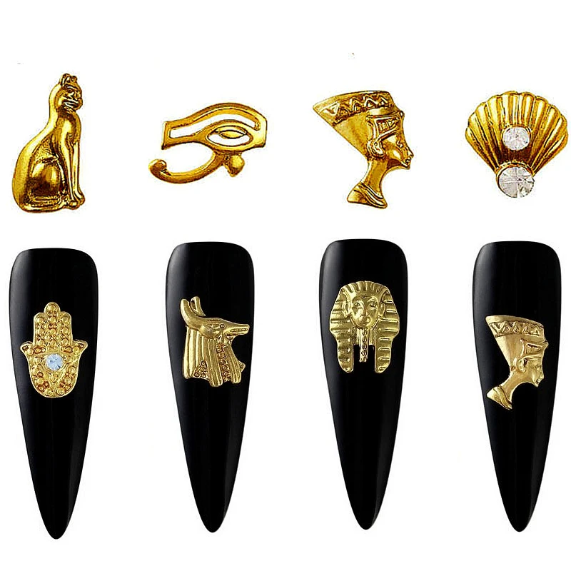 20PCS Beauty Egyptian Style Gold Nail Charms 3D Metal Nail Art Decoration Accessories Supplies Tool