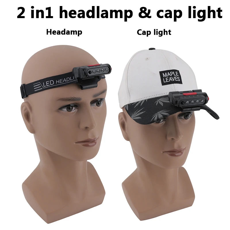 Smart Multifunction Sensorled Headlamp Cap Light Build-in Battery USB Rechargeable Head Flashlight Headlight Bulbs 5W LED Bulbs