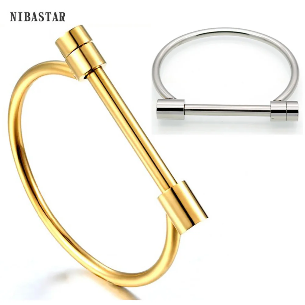 Fashion Shackle Screw Bracelet For Women 4 Colors Stainless Steel D Upper Arm Bangles Vintage Horseshoe Brand Wholesale