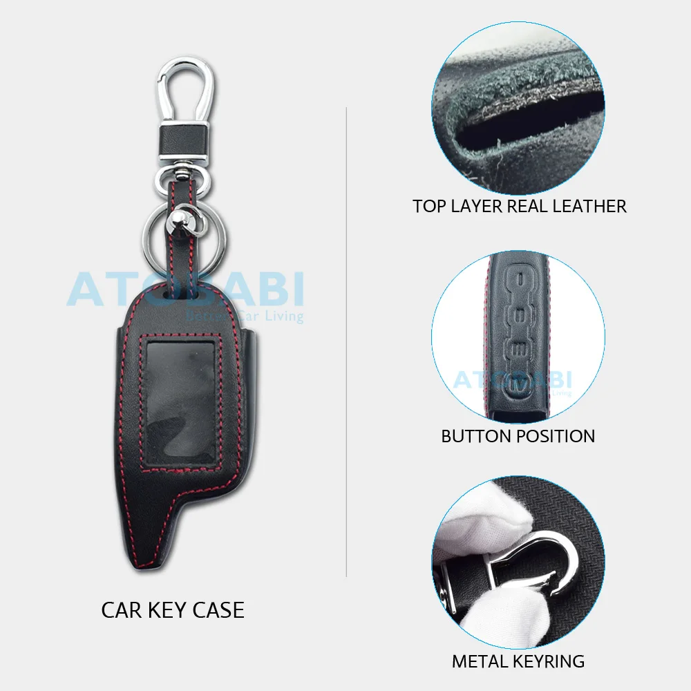 Leather Car Key Cover Remote Control Fobs Cases For Scher-Khan Magicar 7 8 9 10 11 12 M7 M561 M101AS M561 Two Way Car Alarm LCD