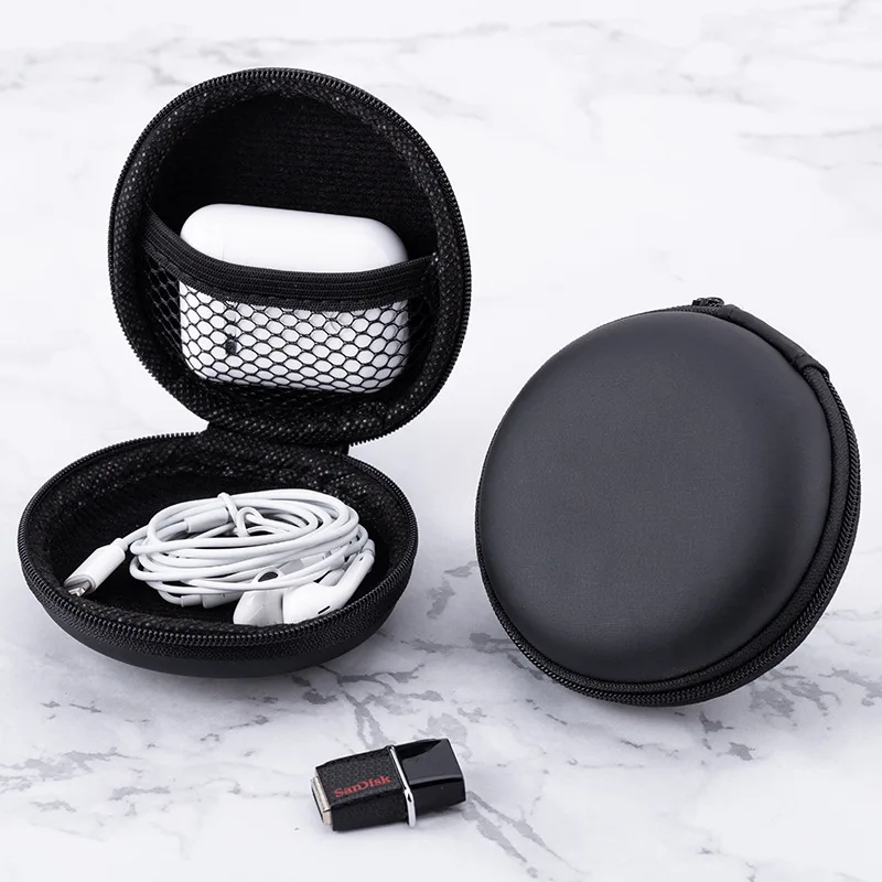 Earphone Storage Case PU Mini Carrying Hard Bag Box Case For Earphone Headphone Accessories Earbuds Memory Card USB Cable