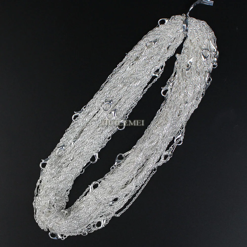 10pcs/lot Silver Plated 2mm Water Wave Necklace Chains for Women 16