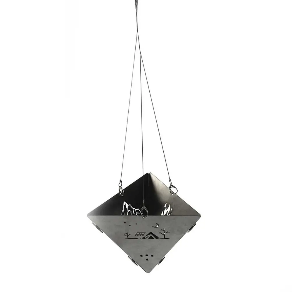 

Outdoor Flame Stove Stainless Steel Triangle Hanging Platform Folding Hanging Wood Burning Stove With Storage Bag For Camping