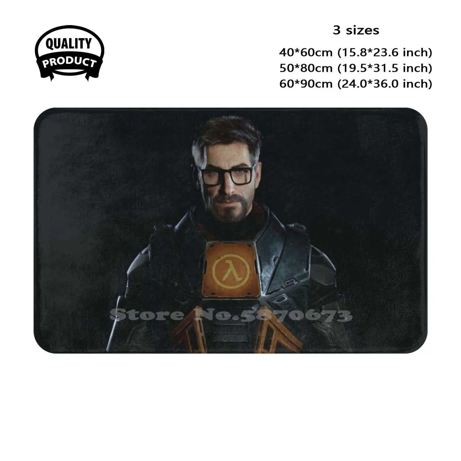 Hλlf-Life : Gordon Artwork Soft Cushion Home Carpet Door Mat Car Rug Valve Gaming Half Life 2 Steam Geek Gordon Freeman Gamer