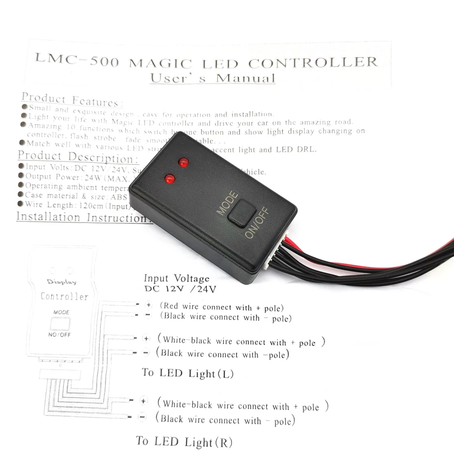 자동차 자동 LED 플래시 스트로브 컨트롤러 박스, 12V ~ 24V, LED 조명, 점멸 모듈, 2 가지 방법으로