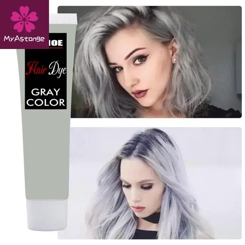 

EELHOE 100ml Hair Color Cream Unisex Smoky Gray Punk Style Light Grey Silver Hair Dye DIY Hair Styling Coloring Products