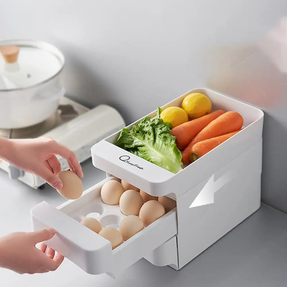 3-layered 90 Grid Drawer Type Egg Storage Box Egg Storage Organizer Kitchen Egg Storage Container Tray Stacked For Refrigerator