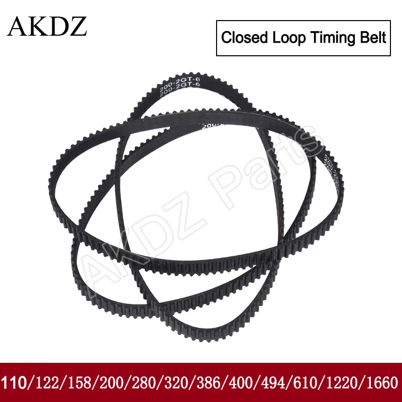 

GT2 Closed Loop Timing Belt Rubber 110/122/158/200/400/610/1220mm 2GT BELT width 6mm suitably GT2 pulley for 3d printer parts