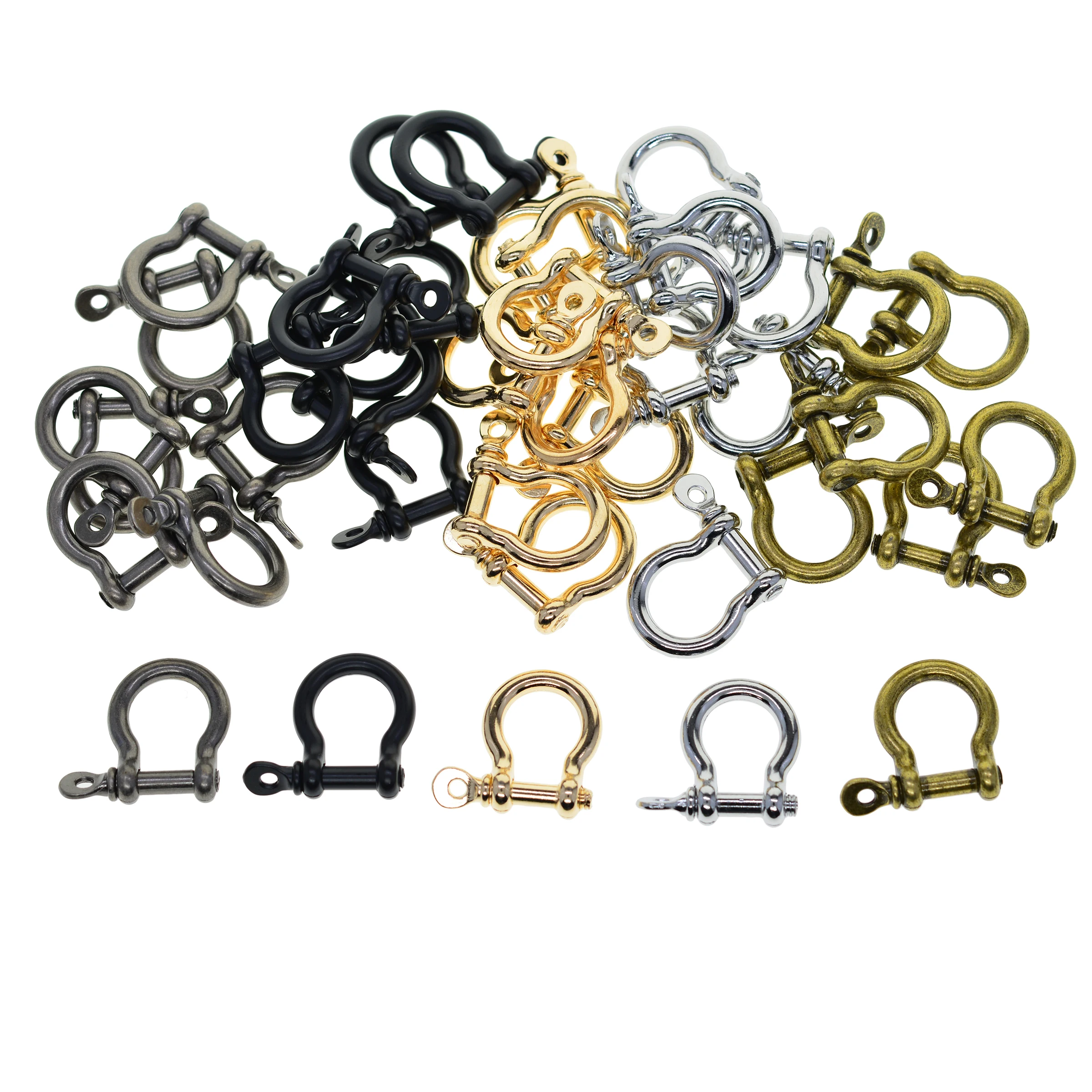 wholesale 50 PCS  alloy screw pin lock U Bow hook shackle paracord bangle connector joint  keychain lanyard FOB EDC DIY