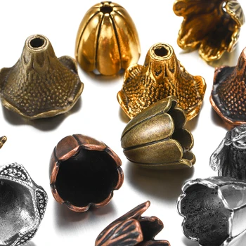 2 teile/los Legierung Perlen Kappen Gemischte Hohle Blume Halskette Ohrringe Ende Perlen Kappe Anschlüsse Für DIY Schmuck Machen Accessroies