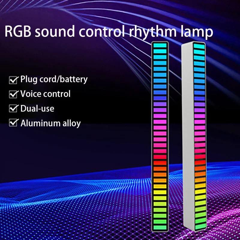 RGB LED Night Light Music Rhythm Lamp USB Rechargeable Sound Control LED Light Sound Pickup Ambient Light Atmosphere Lamp Decor