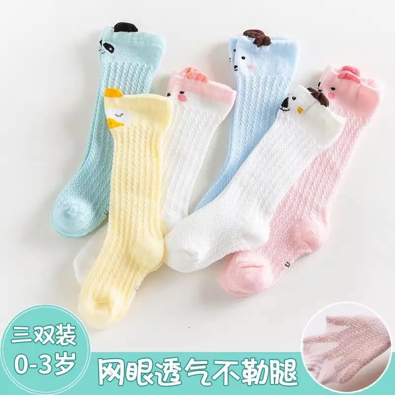 6 Pairs/lot Baby Socks Summer Thin Anti-mosquito Newborn Baby Stock Over-the-knee Ultra-thin Cotton Children's Long Leg Socks