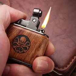 Vintage Sandalwood Kerosene Lighter Unique Cool Metal Gasoline Cigarette Encendedor Creative Petrol Oil Lighters Gadgets For Men