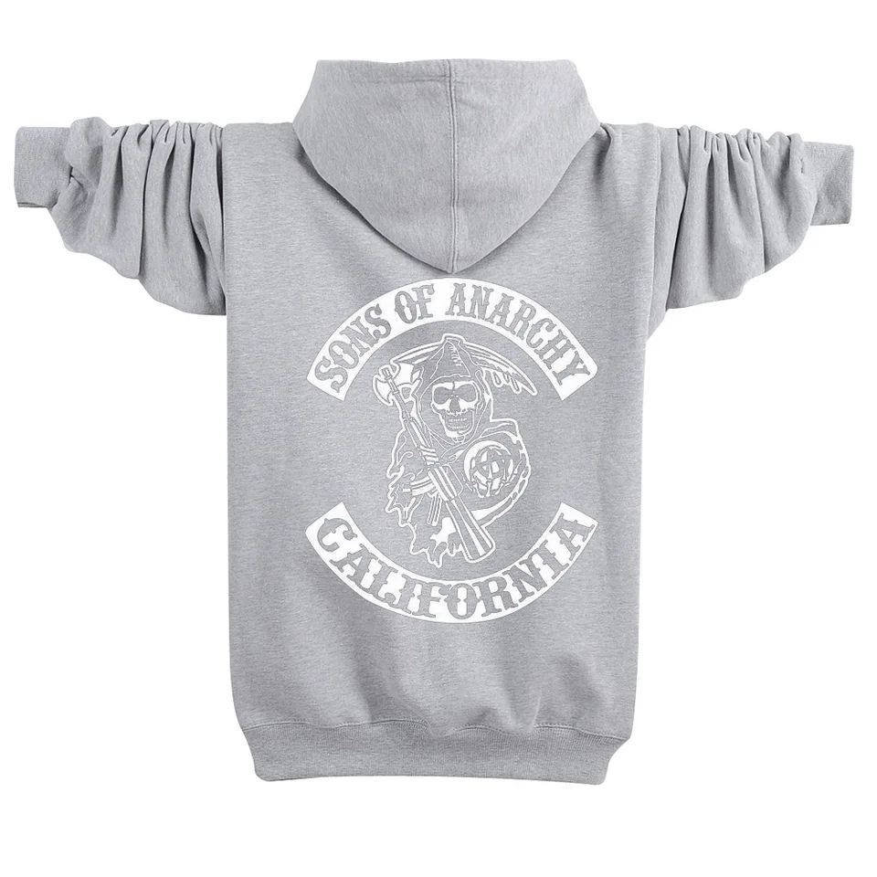 Sons Of Anarchy Baskılı Oversize Unisex Beyaz Hoodie Rahat ve Tarz Kapüşonlu Swe