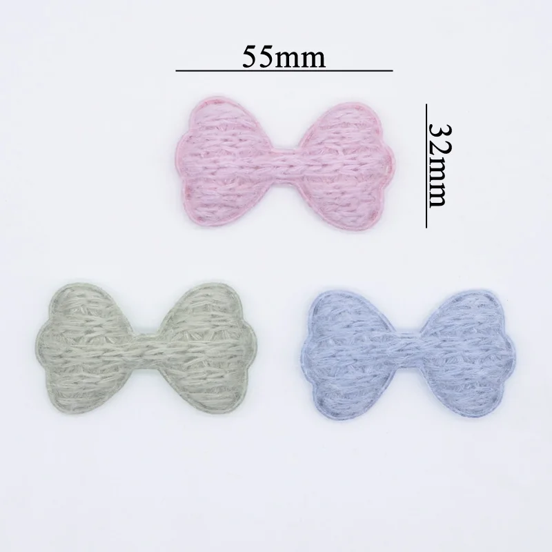 12Pcs 55*32mm Knitting Pattern Plush Bow Tie Applique for Clothes Hat Sewing Patches DIY Headwear Hair Clips Bow Accessories P94