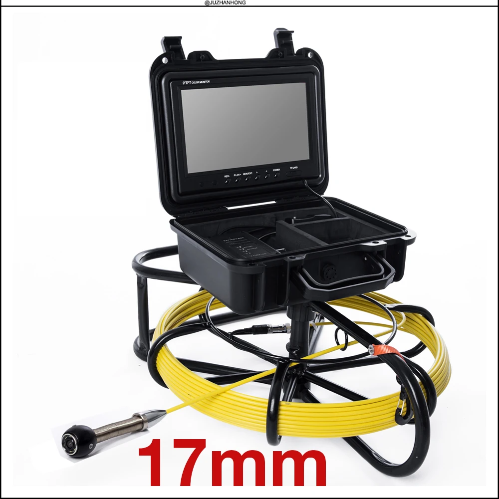 

9'Screen 17mm Video Inspection Camera System Kit Drain Sewer Pipe Camera Endoscope Borescope 20m 50m Hard Cable Battery