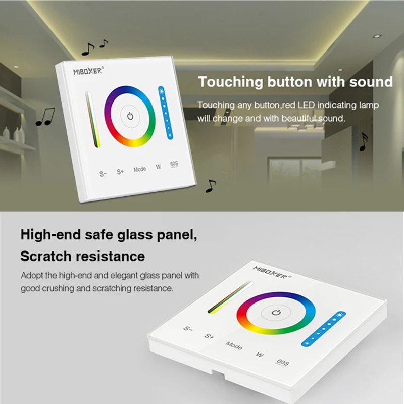Miboxer P3 Smart LED Touch Switch Panel Controller DC12-24 RGB RGBW RGB+CCT LED Led Dimmer for LED Strip Panel Light Wall light