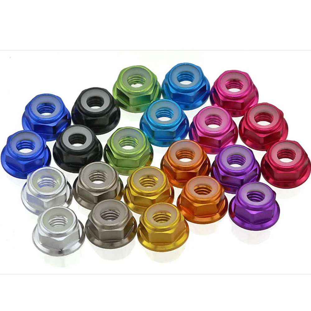 12Pcs M5  Aluminum Motor Screw Nuts Flange Nut CW Nylon Insert Self Lock for RC FPV Racing Drone 2204 2205 2306 Motor