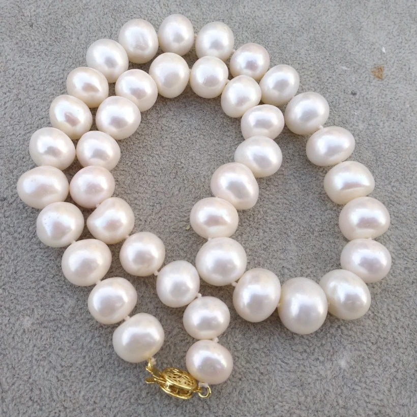 

18 Inch AAA 11.5-14mm Natural Seawater White Round Real Pearl Necklace Sivler 925 Fine Jewelry Party Free Shipping