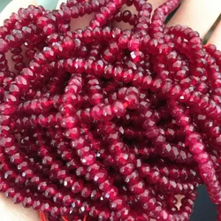 Faceted 2x4mm Natural Red Ruby Abacus Gemstone Rondelle Loose Beads 15'' Strand