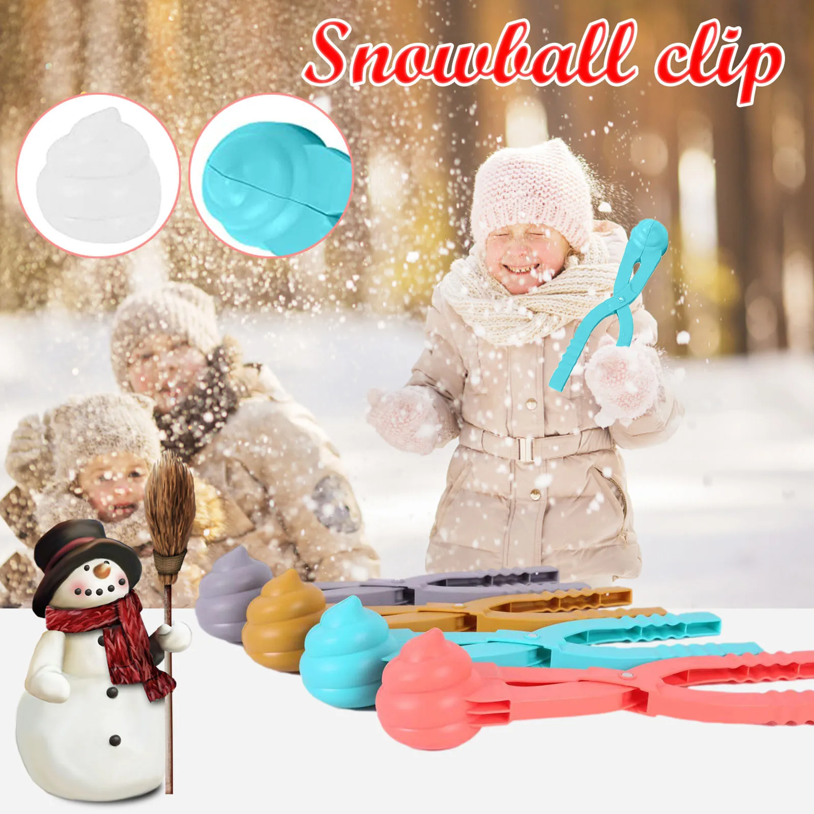 1 PC Poop Shaped Snow Snowball Maker Clip Maker Children Outdoor Winter Snow Sand Mold Tool Fun Sports Snow Ball Clip Toys Gift