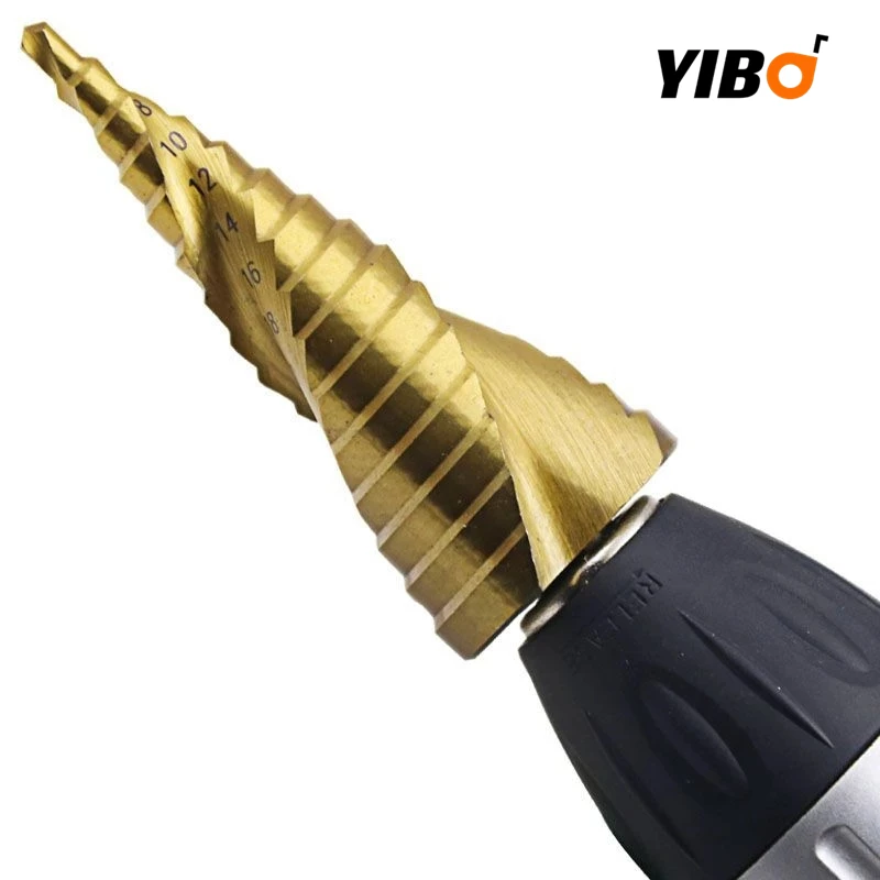 3PCS/SET 4-12/20/32mm Titanium Step Cone Drill Bit HSS Spiral Grooved Center Drill Bit Solid Carbide Mini Drill Accessories