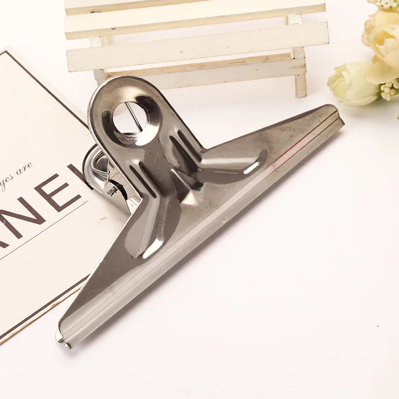 

300pcs/lot Stainless Steel Folder Iron Clamp Paper Clip Dovetail Clips Office Supplies Have Small And Big Size 15cmx7cm