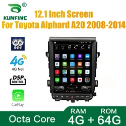 Tesla Style For Toyota Alphard A20 2008-2014Car Stereo Radio Octa Core 4GB RAM 64GM ROM Android 10.0 Car DVD GPS Player Deckless