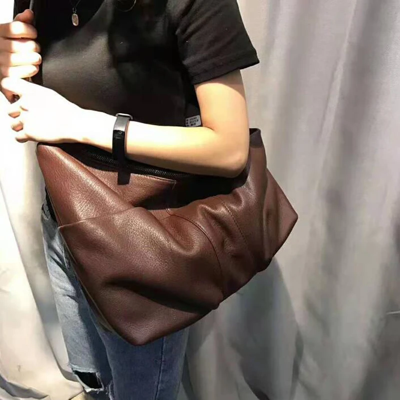 Echt leder Sack Schulter Damen Taschen zwei Out Taschen Designer Schulter Umhängetaschen für Frauen Universität Handtaschen – Detail 23