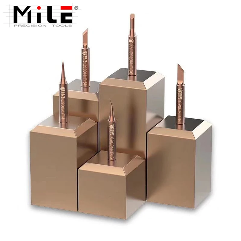 MILHA 5 pçs/set Bico de Solda de Oxigênio-Cobre Livre de Solda De Solda Ponta do Ferro Sem Chumbo-Livre Não-Stick de Lata Kit de Ferramentas de Ponta Diamagnético DIY