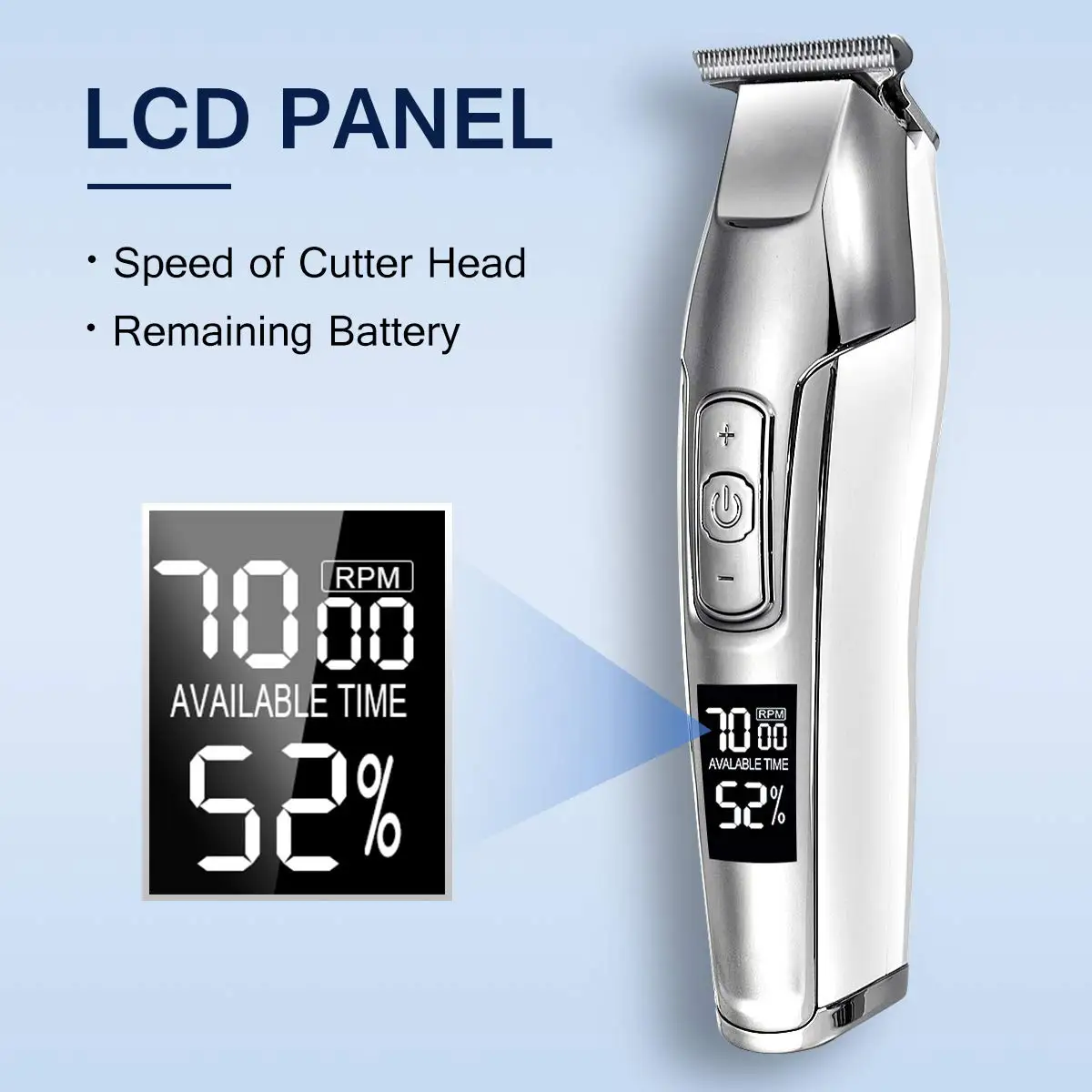 KM-5027 Professional ที่ตัดขนไฟฟ้าชาย Trimmer ผมชาร์จเครื่องตัดจอ LCD น้ำมันหัว Trimmer