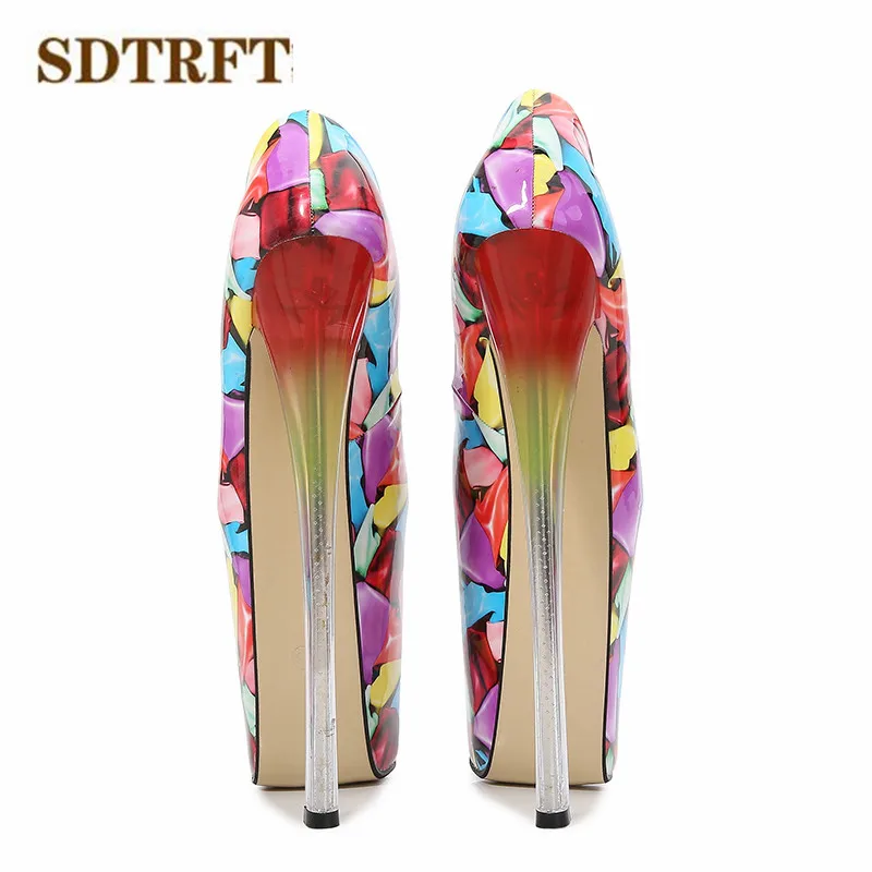 SDTRFT Female Waterproof Stilettos 22cm thin high heels Ladies Party pumps Shallow mouth women Catwalk Shows shoes mujer bombas