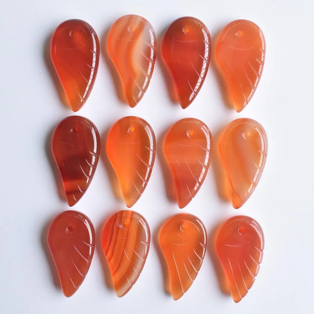 

Wholesale 12pcs/lot Fashion good quality Natural red onyx stone carved angel wings charms and pendants for jewellery making free