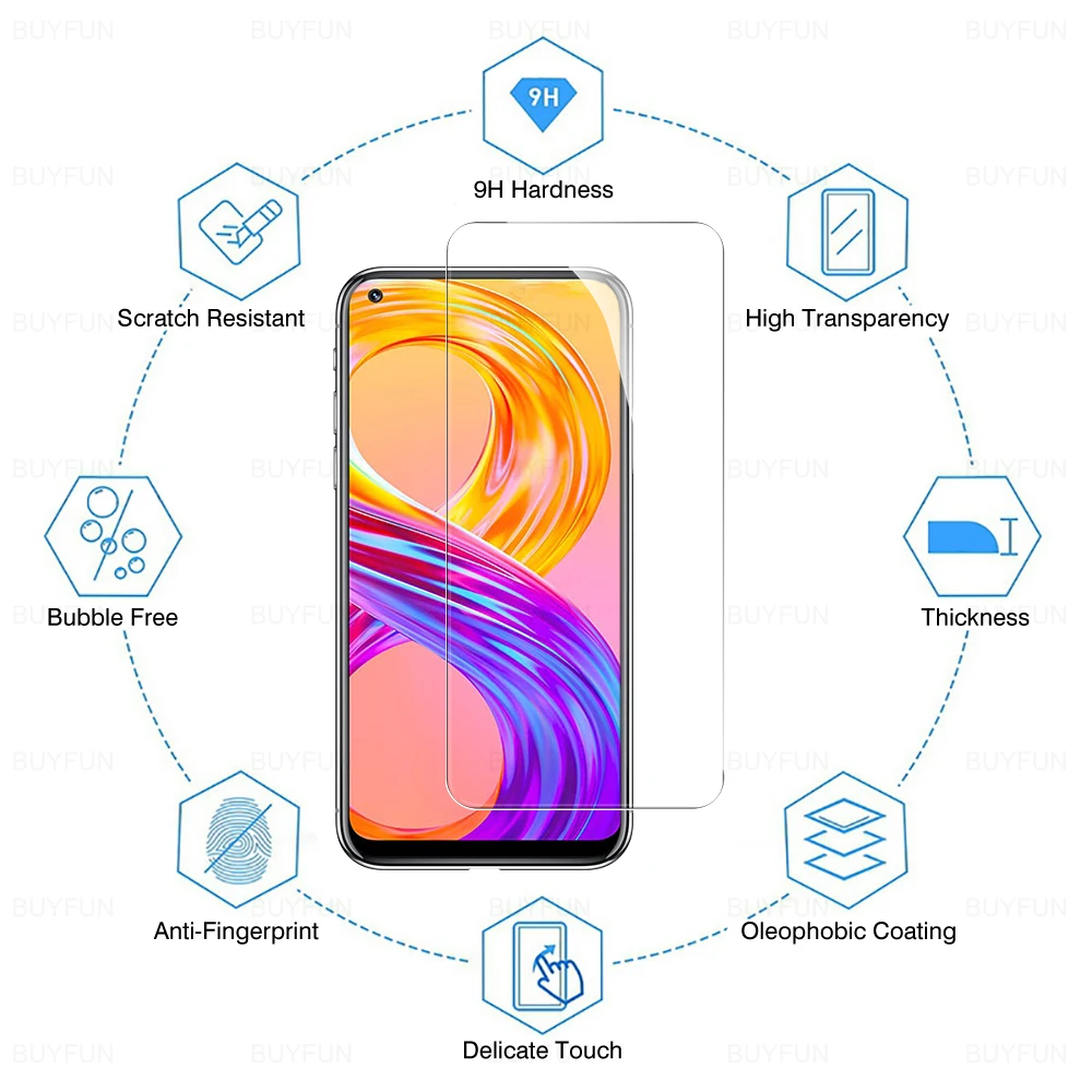 2Pcs Tempered Glass For OPPO Realme 8Pro 8 Realme8 V13 Narzo 30 Pro 5G Relme Screen Protetor Protective Film On For 6.4