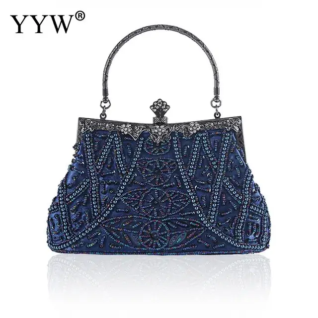 Vintage Handbag Female Luxury Evening Bags Dark Blue Party Purses And Handbags Designer Womens Clutch Crossbody Bags Sac A Main