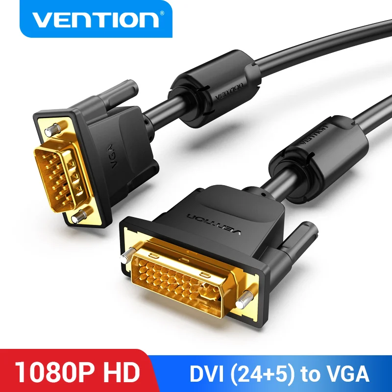 Vention DVI إلى كابل تجهيز مرئي 1080P 60Hz DVI-I 24 + 5 DVI ذكر إلى VGA ذكر محول محول ل شاشة لاب توب كابل DVI كابل تجهيز مرئي