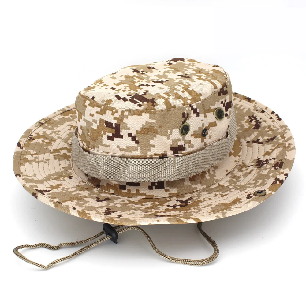 Safari Man Hat Bonnie Jungle Caps Vented Bucket Fishing Women Outdoor Fisherman Camouflage Army Hat Hunt Mesh Camo Bob