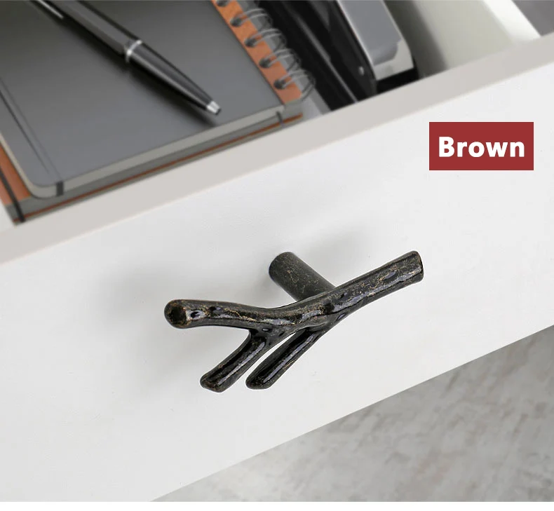 YUTOKO Knöpfe Tür Zieht Hardware Mode Baum Zweig Möbel Griff 96mm 128mm Schwarz Silber Bronze Küche Schrank Griffe – Detail 4