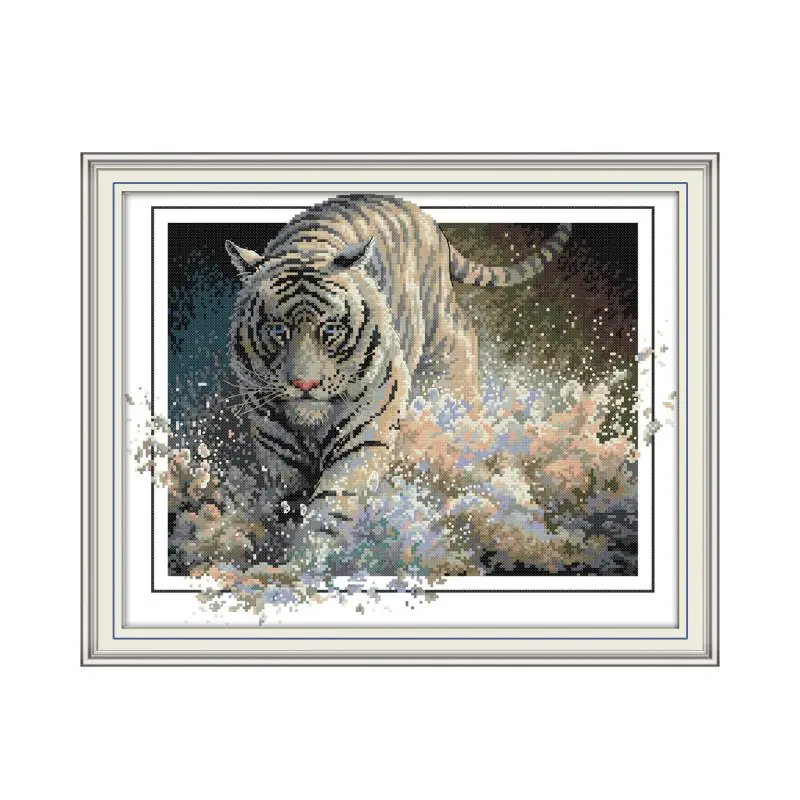 Tiger 4 cross stitch kit aida 14ct 11ct count print canvas cross stitches   needlework embroidery DIY handmade