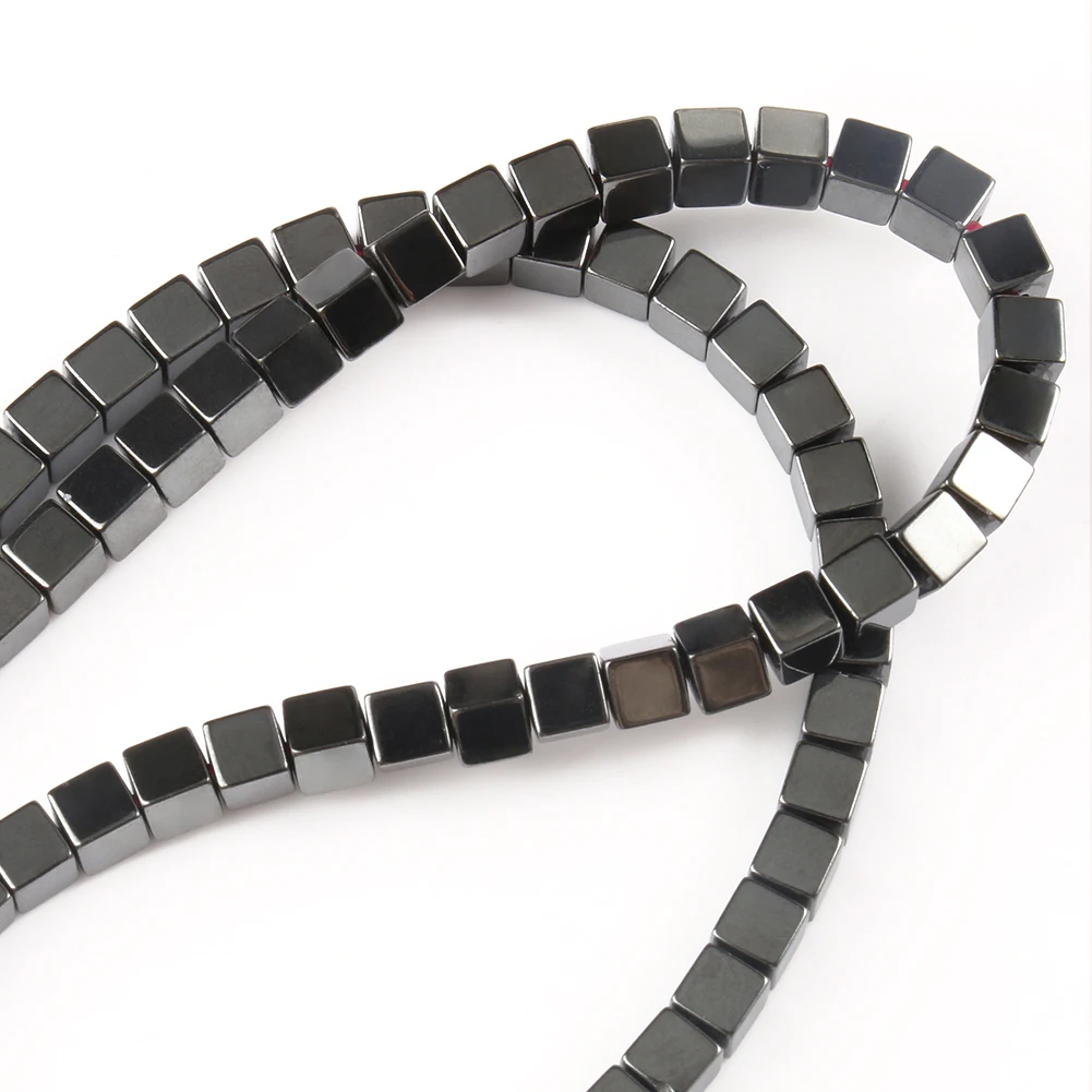 Natural Stone Cube Square Black Hematite 1/2/3/4/6/8MM Spacer Loose Beads For Jewelry Making DIY Bracelet Necklace Accessories