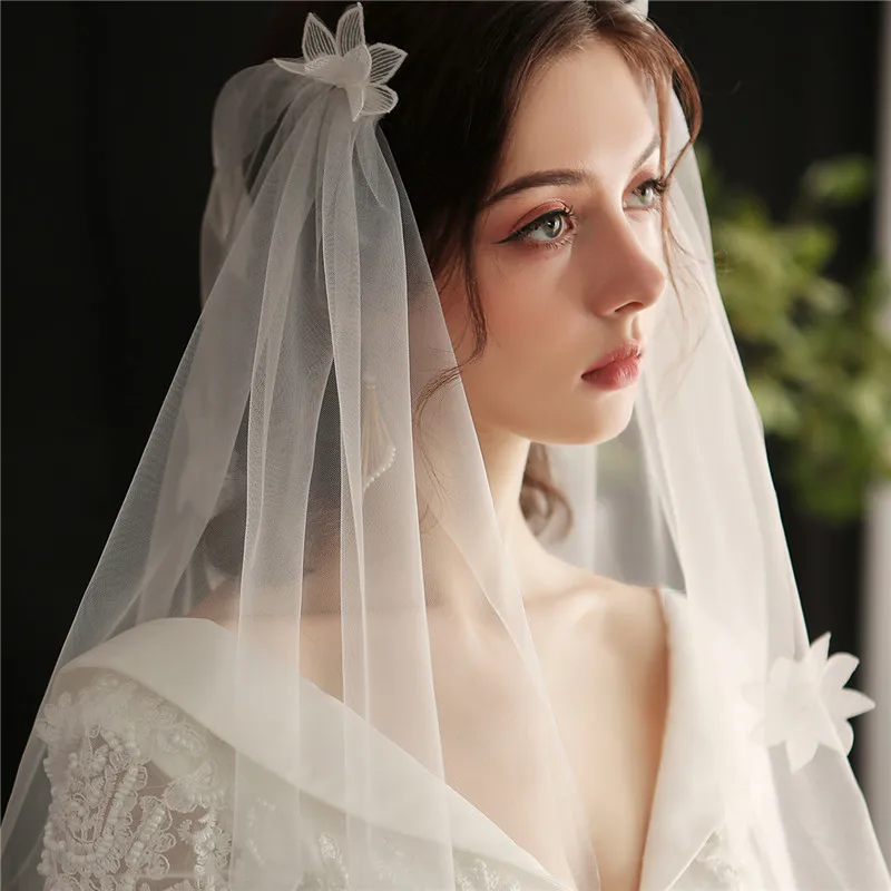 CC Hair Veil 100% Handmade Luxury Wedding Accessories for Bridal Women Marry Headdress Veils With Combs Flower Shape DIY V649