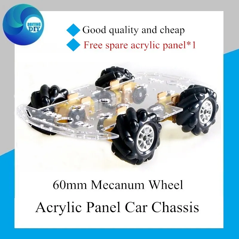 

60mm Mecanum Wheel Smart Car Chassis With TT Motor For Arduino Acrylic Plate DIY Intelligent Robot Car Model RC Toy DIY Kit