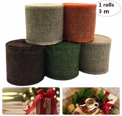 4 colors Natural Jute Burlap Hessian Ribbon Rolls for Rustic Wedding Christmas Gift DIY Party Home Decoration